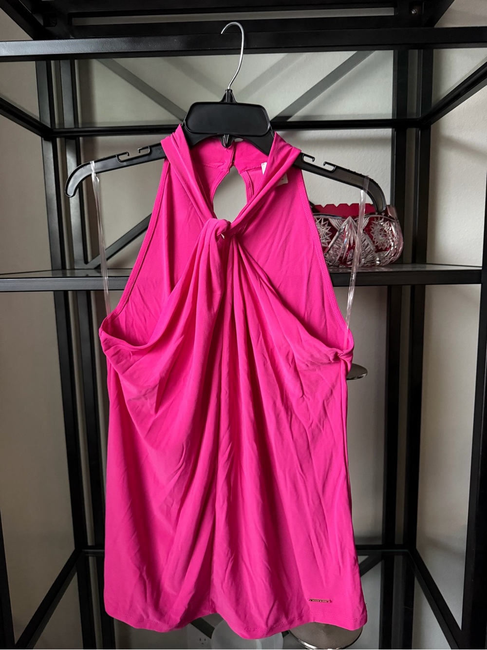Anne Klein Fuchsia Pink Halter Knot-Detail Camisole